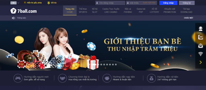 7ball - Thương hiệu casino online uy tín